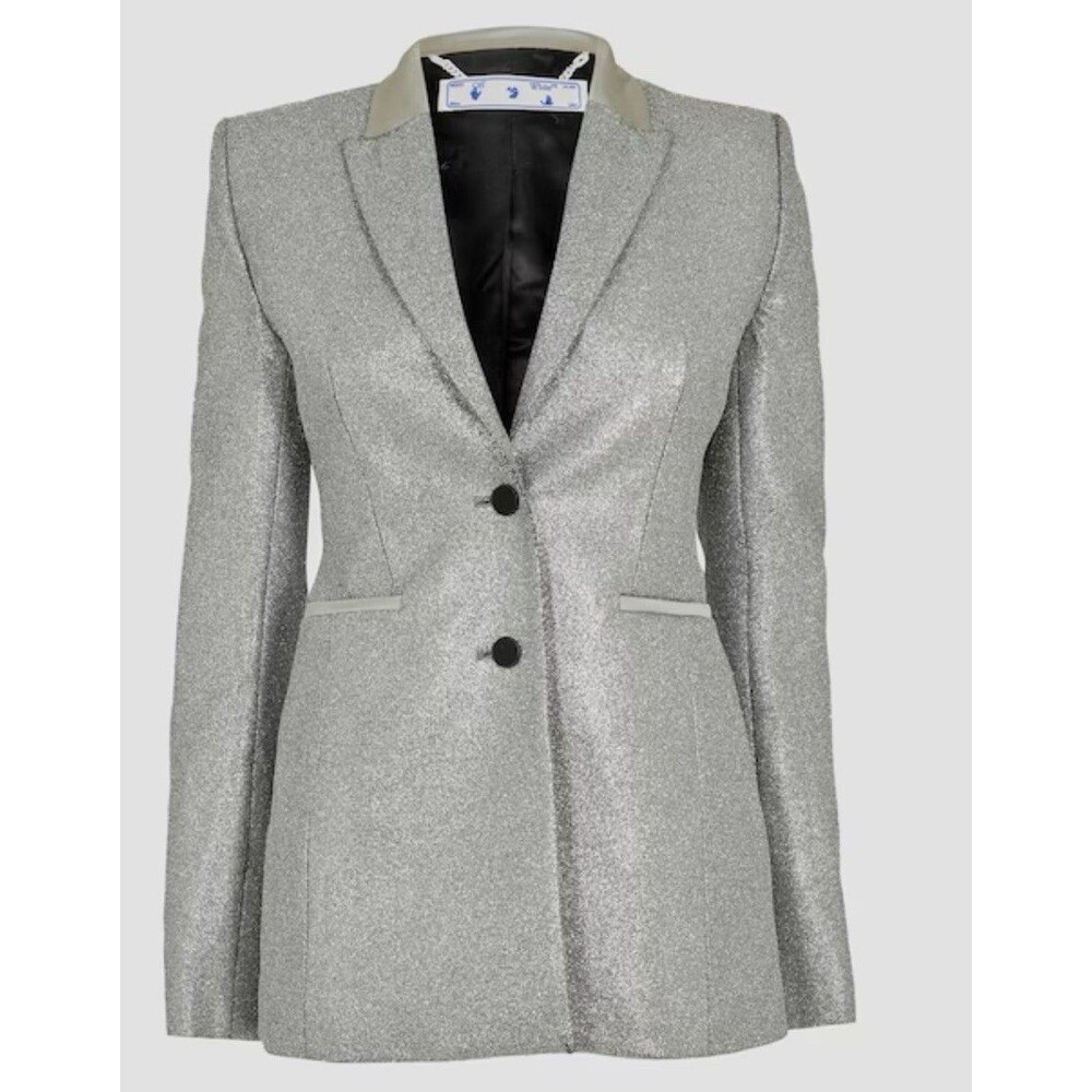 Off-White Virgil Abloh Women’s Glitter Silver Suit Jacket NWT Retail: $3999 40
